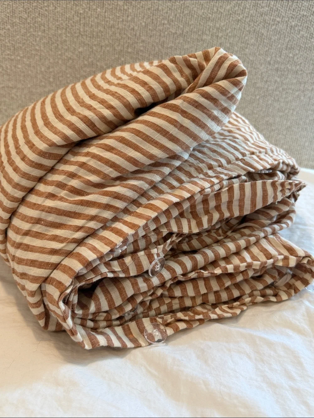 Quince European Linen Stripe Duvet Cover Terracotta white stripe